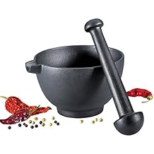 Zassenhaus Cast Iron XL Mortar and Pestle, Grinder for Spices and Seeds with Pour Spout