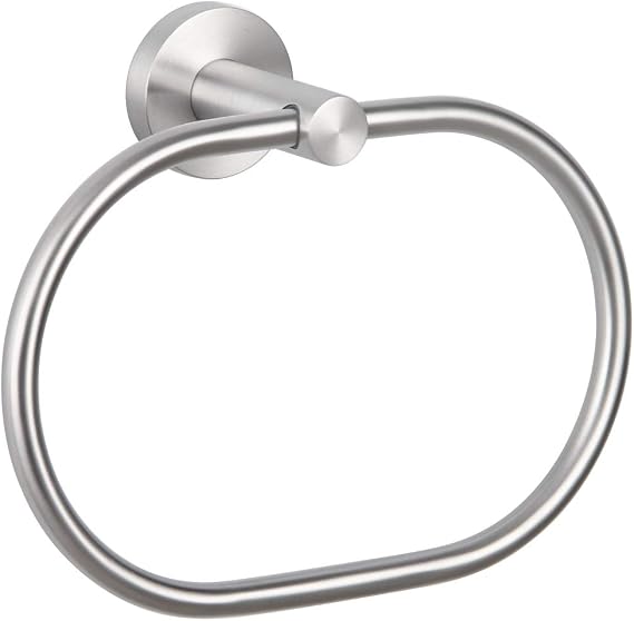 Angle Simple Towel Ring Swivel, SUS 304 Stainless Steel Bathroom Hand Towel Holder, Brushed Nickel