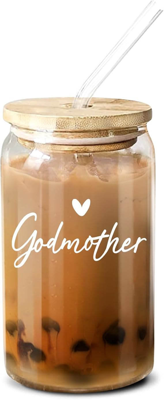NewEleven Mother Day Gift For Godmother - Will You Be My Godmother From GodChild - Pregnancy Announcement Gifts For God Mother, Godmom, Godparents - 16 Oz Coffee Glass