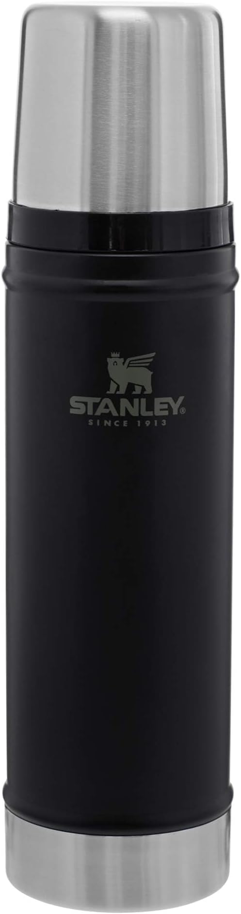 Stanley Classic Legendary Vacuum Bottle 20 oz | Wide Mouth with Leakproof Cup Lid | Keep Drinks Hot or Cold | Packable for Travel | Insulated Stainless Steel Thermal Bottle | BPA-Free | Matte Black