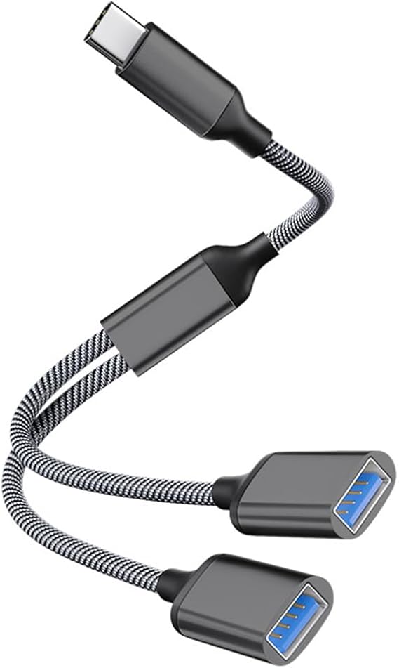 USB C Male to Dual USB Female Adapter, USB Splitter, Type C OTG Adapter