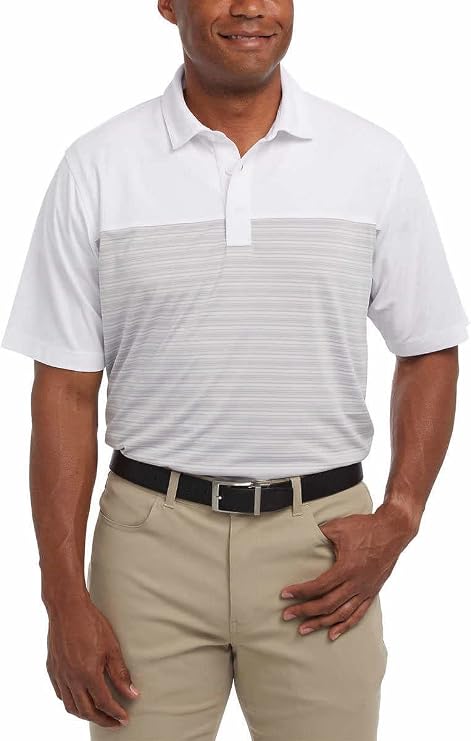 Pebble Beach Men's Short Sleeve Dry-Luxe Performance Polo Shirt (Medium, White)