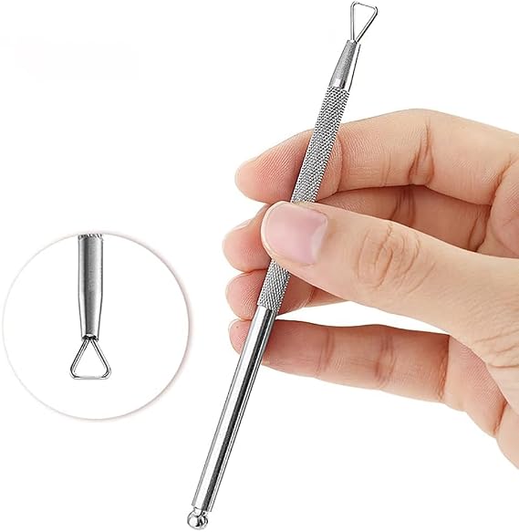 2PCS Silver Stainless Steel Cuticle Pushers Triangle Cuticle Peeler & Scraper Nail Art Gel Polish Remover Tools for Manicure & Pedicure, Fingernail & Toenail Care