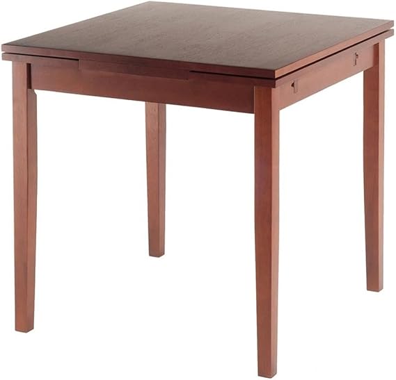 Pemberly Row Drop Leaf Transitional Solid Wood Dining Table in Rich Walnut, 29.92" H x 48.03" W x 29.92" D