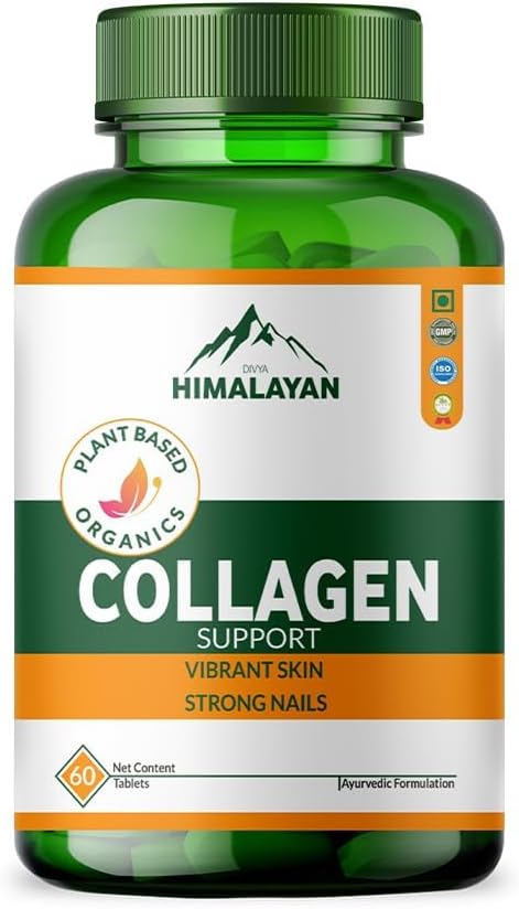 Divya Himalayan Multi Collagen Capsules - Type I, II, III, V, X - with Hyaluronic Acid, Biotin & Vitamin C - for Hair, Skin, Nail, Bone & Joint Support - 60 Capsules - Non-GMO