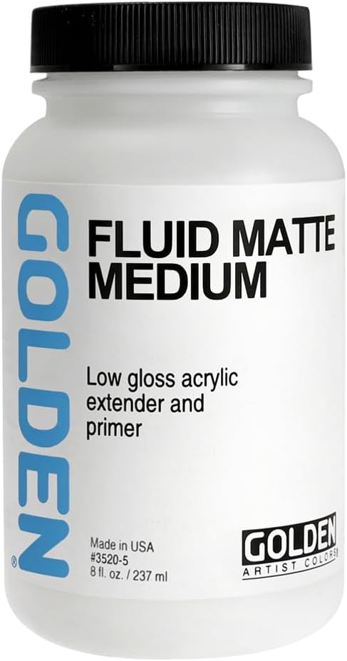 GOLDEN Fluid Matte Medium, 8 fl. oz. Jar, Professional Acrylic Medium, Semi-Transparent