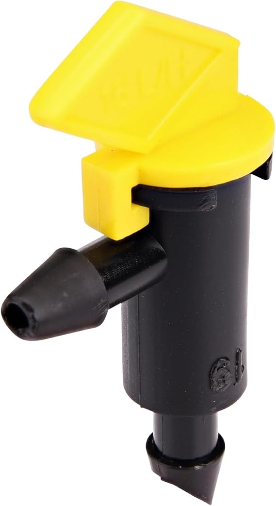 Raindrip 124010B, 4 GPH Take-A-PartTM Flag Dripper, Drip Irrigation Emitters for Drip Irrigation Gardening Systems, 10-Pack, Black/Yellow