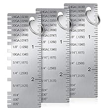 Weewooday 3 Pcs Metal/Wire Sheet Thickness Gauge Tool Portable Stainless Steel Welding One Sided Material Thickness Gauge Plated Size Inspection Tool