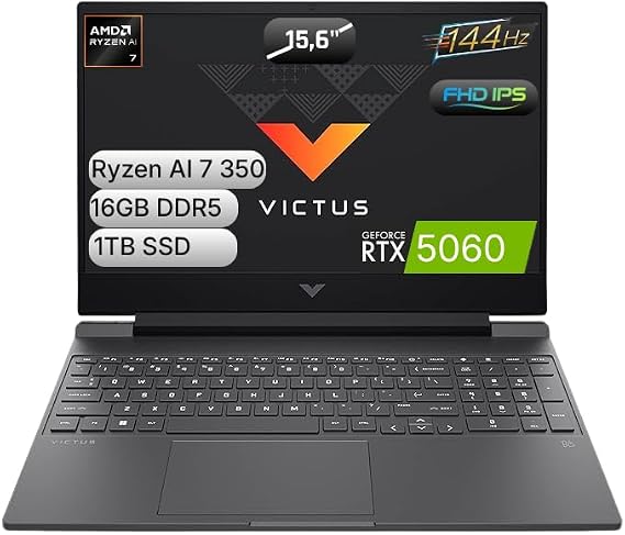 HP Victus | NVIDIA GeForce RTX™ 5060 8GB | AMD Ryzen™ AI 7 350 | 16 GB DDR5-5600 RAM | 1 TB PCIe® Gen4 NVMe™ M.2 SSD | 15.6" FHD 144Hz Ekran | Free Dos | Oyun Bilgisayarı | C21PCEA