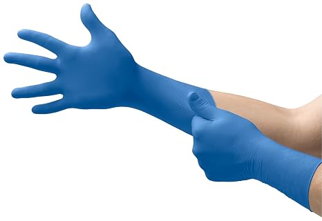 Ansell MICROFLEX SafeGrip SG-375 Disposable Latex Gloves, LG, Case of 500 | Blue, Size 9 (L), unisex thick latex exam gloves with 3x thickness & extended cuff, ideal for automotive & lab