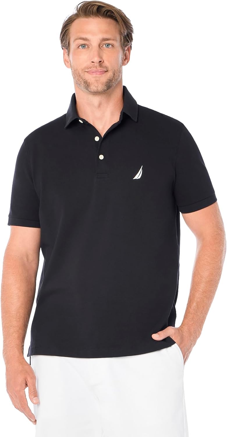 Nautica Men's Short Sleeve Solid Stretch Cotton Pique Polo Shirt Polo Shirt