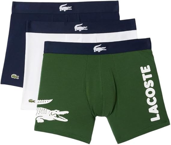 Lacoste Underwear Mens Big Croc Stretch Cotton Boxer Shorts 3 Pack