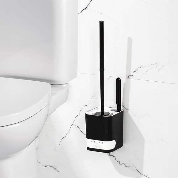 Porsima 2038 Pratik Temizlik Tuvalet Fırçalığı Banyo Tuvalet Fırçası Wc Fırçası - Siyah Beyaz