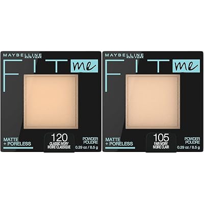 Maybelline Fit Me Matte  Poreless Pressed Face Powder Makeup & Setting Powder, Classic Ivory 1 Count and Fair Ivory 1 Count
