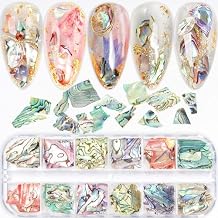 Abalone Seashell Slices, LOPMNGHT 3D Nail Art Glitter Sequins Irregular Thin Flakes Nail Design Shell Slices Decoration UV Gel Shiny Accessories Mermaid DIY Acrylic Nails Supplies for Women Girls