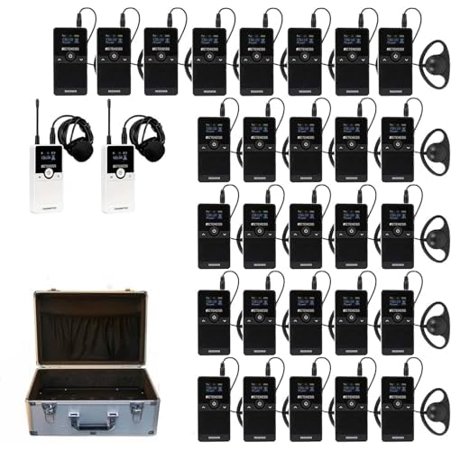 Retekess TT116 Wireless Tour Guide System, Tour Guide Headsets, Replaceable Battery, 200m656ft, Assistive Listening Device for Factory, School2 Transmitter 28 Receiver 30-Slot Charging Case