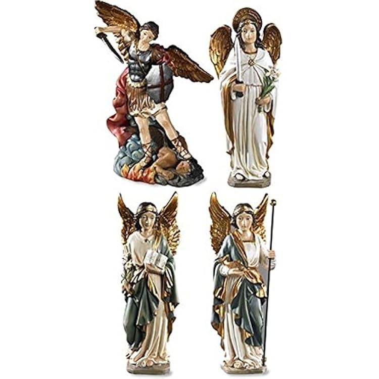 Archangel Saint St Michael Gabriel Uriel Raphael Figurines 4 Piece Statue SET Chapel Decoration