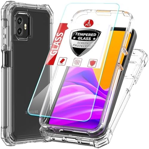 DpS for Samsung Galaxy XCover7 ProXCover 6 Pro 3-in-1 Case with Screen Protector,XCover7Pro XCover6Pro Phone Case Full Body Protection,Hard PC Bumper & Silicone Back Military Grade Cover.Clear