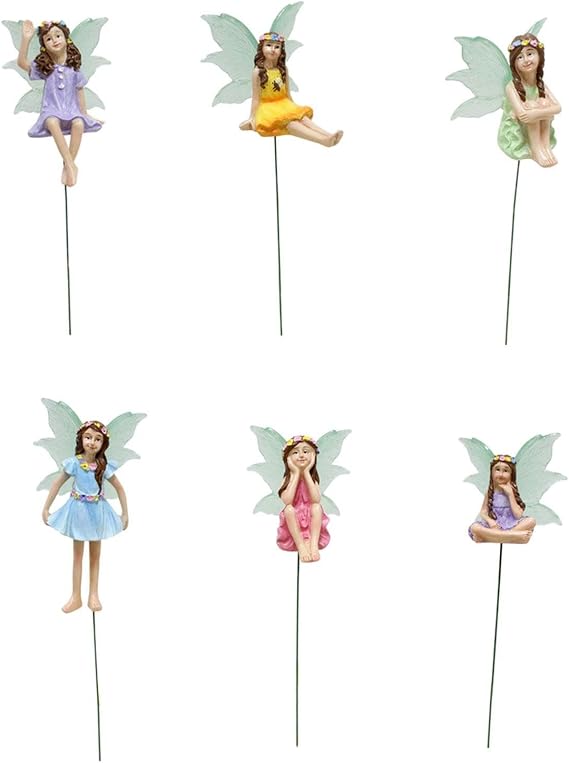 6X Miniature Fairy Figurines, Glow in The Dark Lawn Ornament Fairy Garden Accessories Mini Garden Statue for Farmhouse Porch