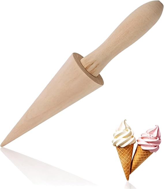 Ice Cream Cone Mold, Wood Cone Roller Pastry Roller Reusable 9.1in