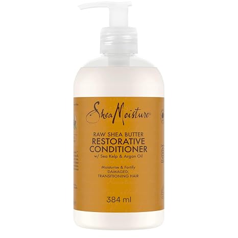 SheaMoisture Raw Shea Butter Conditioner - Sulphate Free Moisturising Conditioner with Argan Oil and Seaweed - Ideal for Thick Dry or Curly Hair - 1 x 384 ml