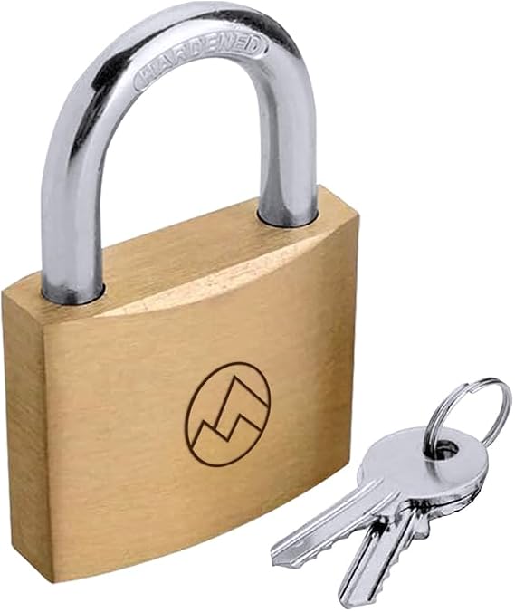FJM Mountain Series BP075-KD Solid Brass Padlocks with Same Key, Home Improvement Door Lock, Weatherproof TSA Locks for Luggage, with 3 Master Locks, Wide Keyed Different, 34
