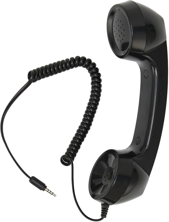 Retro Phone Handset, Phone Telephone Receiver, Multifunction Radiation Proof Handheld Cell Phone Receiver with 3.5mm Sound Plug for Mobile Phones Computers (Black)