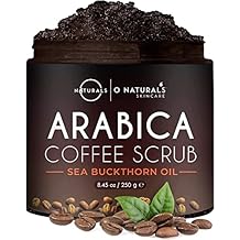 O Naturals Exfoliating Scrub, Natural Dead Sea Salt Deep-Cleansing Face & Body Scrubs. Tones Helps Oily Skin, Dead Skin Remover - Coffee Arabica 8.45oz