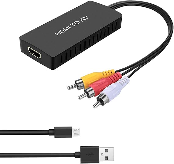 HDMI to AV Converter HDMI to Video Audio Adapter Supports PAL/NTSC Compatible for Roku Streaming Stick, Fire Stick, Apple TV, DVD, Blu-ray Player, HD Box ect (HDMI to RCA Converter)