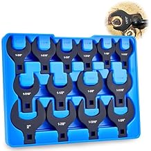KOOPOOL 14 Piece Crows Foot Wrench Set, SAE Shockit Crows Foot for 1-1/16" to 2" Flare Nuts for 1/2" Drive Rachets & Extenders, Blackened Cr-V Steel Crowfoot Wrenches