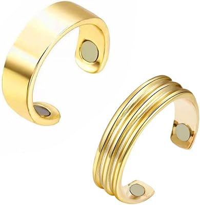 INENIMARTJ 2PCS Open Adjustable Rings for Women Men, Hematite Mosaic Ring, Finger Joint Rings
