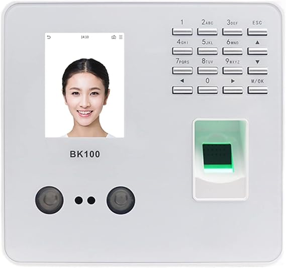 TCP/IP USB Biometric Fingerprint Face Facial Recognition Employee Time Attendance Machine Time Clock Recorder Device(BK100 W)