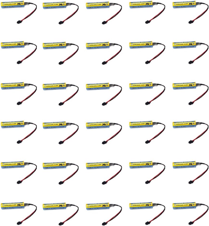 30 Pcs 3.6V 2600mAh ER6C AA Battery Replacement for FX F2-40BL FX1N PLC with Plug Non Rechargeable