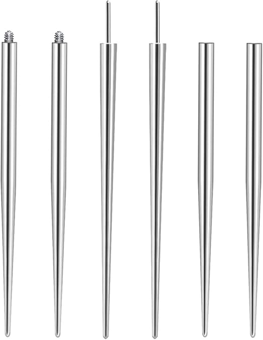 6Pcs Titanium Piercing Taper Insertion Pin for Nose Ear Lip 14G 16G 18G Push in Body Piercing Stretching Assistant Tool for Changing Jewelry