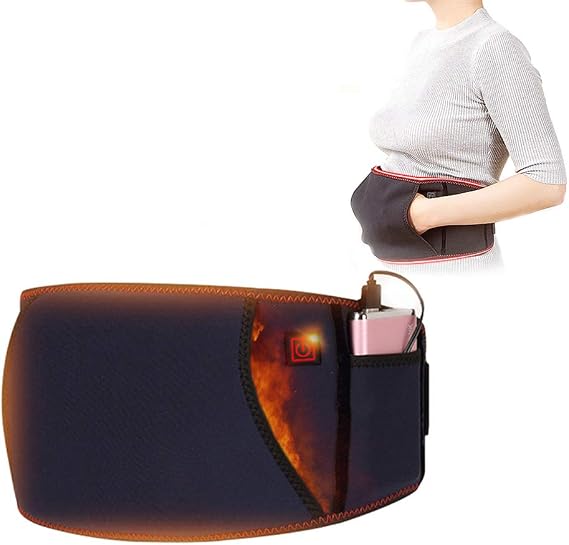 WOOLALA Heating Waist Belt with Hand Pocket, Electric Heated Belt Heating Pad with Rechargeable Battery for Menstrual Period Cramps, Lower Back Pain Relief