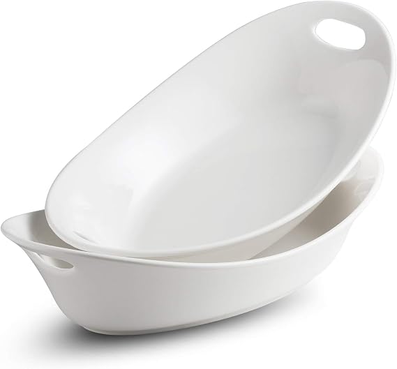 YHOSSEUN Large Serving Bowl with Handles, Oval Serving Platter Set of 2