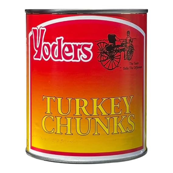 Yoders Fresh Real Fully Cooked Canned Turkey Chunks Fully Cooked Premium Quality Ready-to-Eat Meat for Camping, Emergency Survival Food, Travel & Long-Term Storage 28 oz Can, Pack of 1