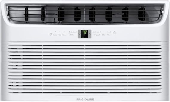 Frigidaire 12000 BTU Cooling Built-In Room Wall Air Conditioner with Air Ionizer, Washable Filter, and Remote Control (White)