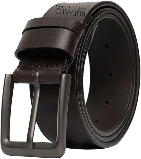 Buffalo David Bitton Mens Belt | Black Belt/Dark Brown Belt | 100% Genuine Leather Belt | Casual Jeans Belts