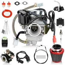 EOPOAYI Performance GY6 150cc Carburetor PD24J Ignition Coil Throttle Cable Kit for 125cc Taotao Scooter Moped 152QMI 157QMJ Engine Roketa Motorcycle ATV Go Kart Parts with Starter Solenoid