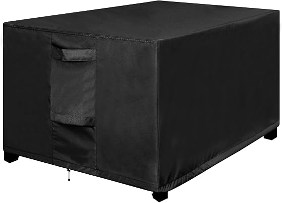 OutdoorLines Outdoor Waterproof Patio Ottoman Covers - Rectangle UV-Proof Patio Side Table Cover Windproof Heavy-Duty Furniture Covering Protector 28L x 22W x 17H Inch, Black