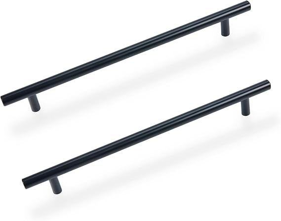Cabinet Pulls-10 Pack 11.19 Inch Length Kitchen Cabinet Handles 8.82Inch Hole Center Flat Black Cabinet Handles, 1/2-Inch Diameter Kitchen Drawer Pulls for Cabinets Cupboard