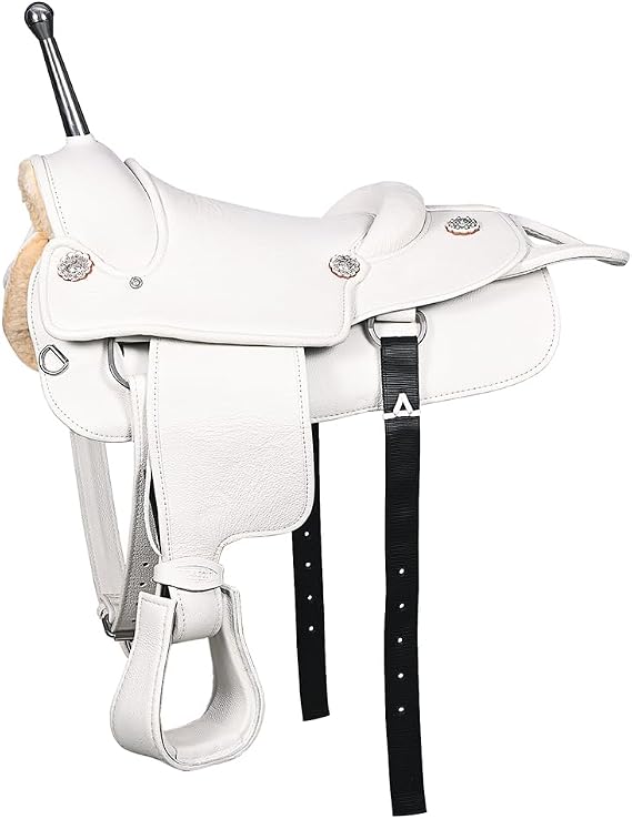 HILASON White Western Trick Riding Saddle, Handcrafted