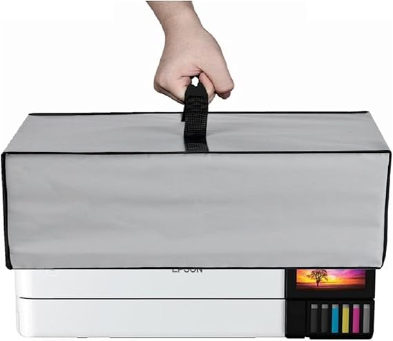 Heavy Duty Waterproof Double Layers Printer Dust Cover for Epson Photo ET-8550 Wireless Wide-Format All-in-One Supertank Printer (Silver Grey)