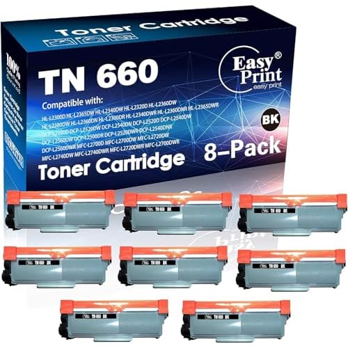 EASYPRINT Compatible TN660 Toner Cartridge TN-660 Work with Brother HL-L2340DW L2380DW L2340DWR DCP-L2500D DCP-L2540DNR MFC-L2720DW MFC-L2700DW Printer 8-Pack