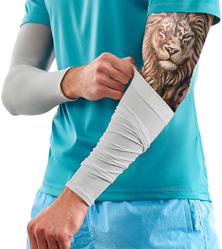 KEMFORD Tattoo Cover Up Sleeves 1 Pair of Lightweight UV Arm Sleeves for Men & Women Breathable Fabric for Work, Healing Tattoos, and Sun Protection