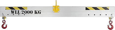 500kg Adjustable Lightweight Aluminium Lifting Spreader Beam 5mtr with Latch Hooks & Shackles