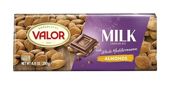 Valor. Milk Chocolate with Mediterranean Almonds. 250g (8.75oz).