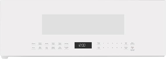 GE Profile 30" Over-the-Range Low Profile Microwave, 1.2 Cu. Ft., 1000 Watts, 400 CFM Hood Vent, LED Lighting, Auto Defrost, Installer-Friendly, White, UVM9125DYWW