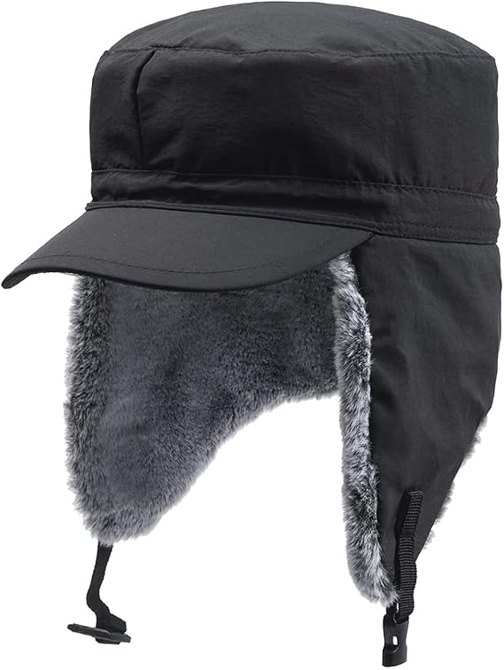 Winter Trapper Hunting Hat,Tweed Ear Flaps Cap,Berber Fleece Lined